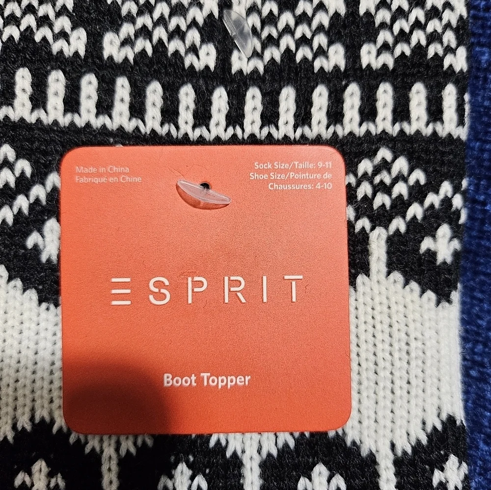 Esprit Black White Cream Knit Boot Toppers